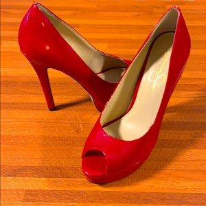 Red patent leather heels